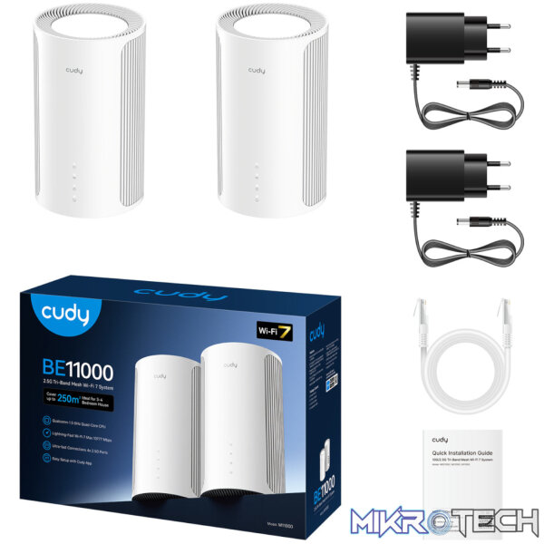 Cudy BE11000 Wi-Fi7 Tri-band Mesh Wi-Fi System (2 Pack)-White - Image 2
