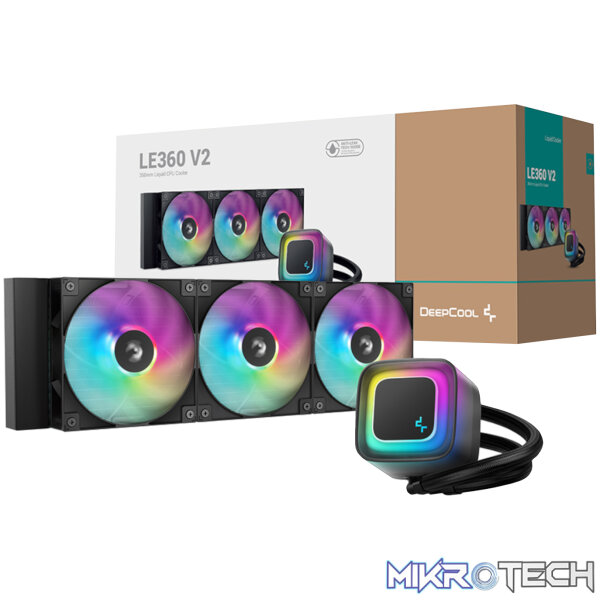 DeepCool LE360 V2 ARGB 360mm AIO Liquid Cooler - Black DeepCool LE360 V2 ARGB 360mm AIO Liquid Cooler - Black