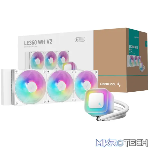 DeepCool LE360 V2 ARGB 360mm AIO Liquid Cooler - White DeepCool LE360 V2 ARGB 360mm AIO Liquid Cooler - White