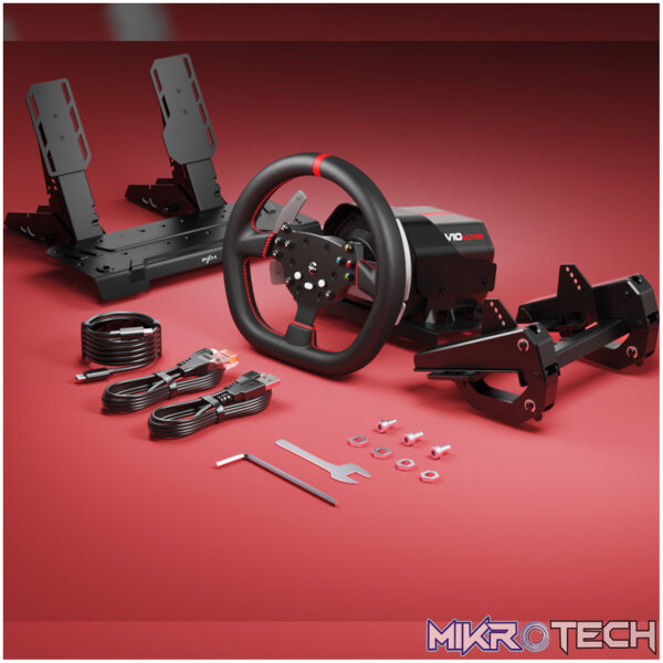 PXN V10 Ultra 270/900° 3.2nm Direct Drive USB Steering Wheel with Hall Effect Dual Pedals - Image 5