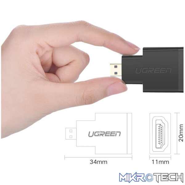 UGreen Micro HDMI Male to HDMI Female Adapter – Black - Image 2