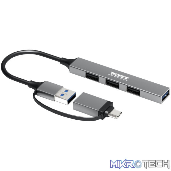 Port Connect USB Type-C to 4-port USB-A 3.0/2.0 Hub - Image 2