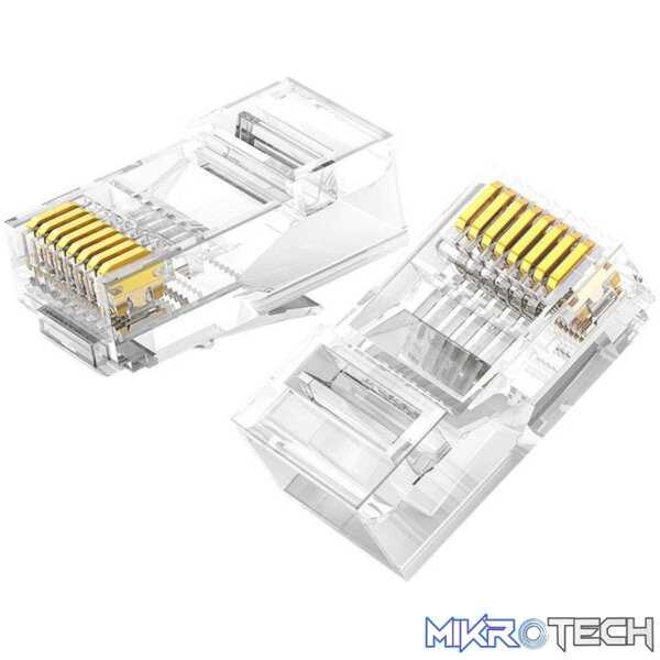 UGREEN Cat6 RJ45 Modular Plugs - Transparent with Gold Contacts (10 Pieces) - Image 3