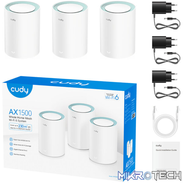 Cudy AX1500 Gigabit Mesh Wi-Fi 6 System – 3 Pack - Image 2