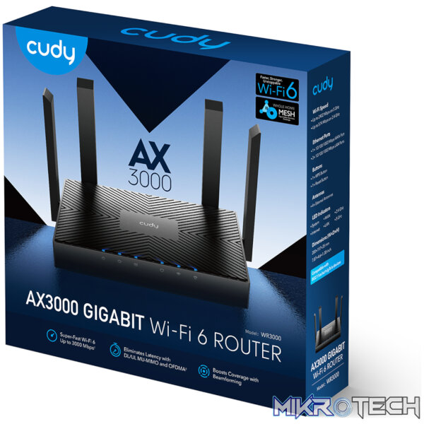 Cudy AX3000 5-Port Gigabit Dual-Band Wi-Fi 6 Mesh Router – Black - Image 5