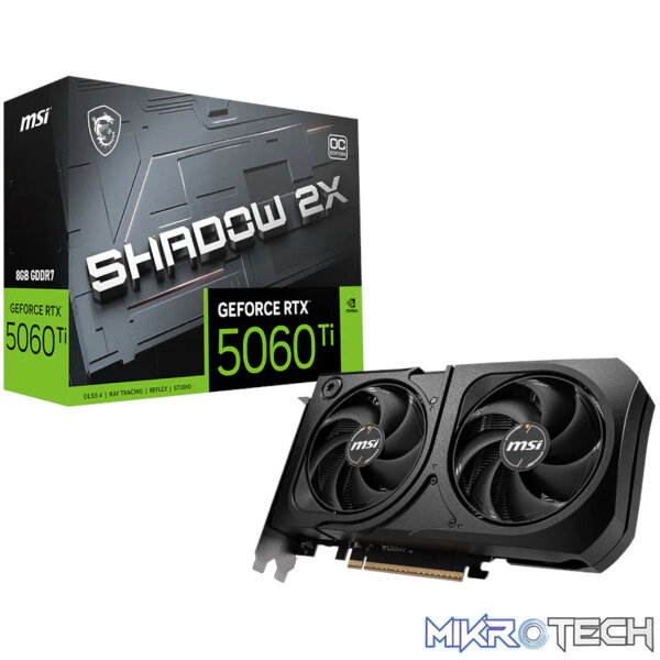 MSI GeForce RTX 5060 Ti SHADOW 2X OC PLUS 128-bit GDDR7 8GB Graphics Card MSI GeForce RTX 5060 Ti SHADOW 2X OC PLUS 128-bit GDDR7 8GB Graphics Card