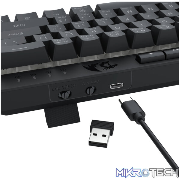 Redragon SHIVA K522 PRO RGB Wireless Gaming Keyboard- Black - Image 8
