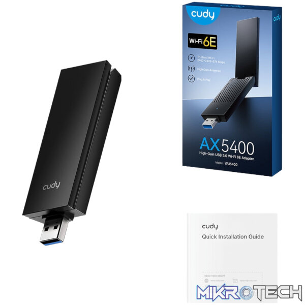 Cudy AX5400 Wi-Fi 6E USB 3.0 Tri-Band High-Gain Adapter-Black - Image 5