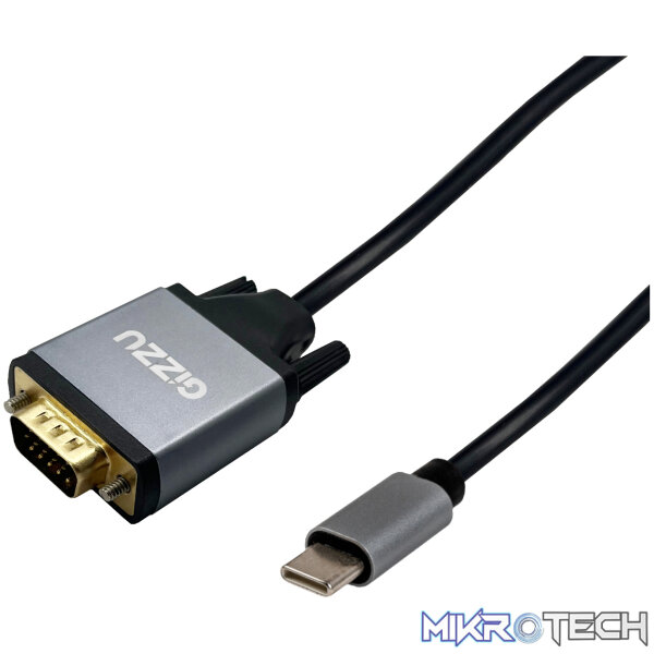 Gizzu Full HD Type-C to VGA Cable (1.8m) - Black - Image 2