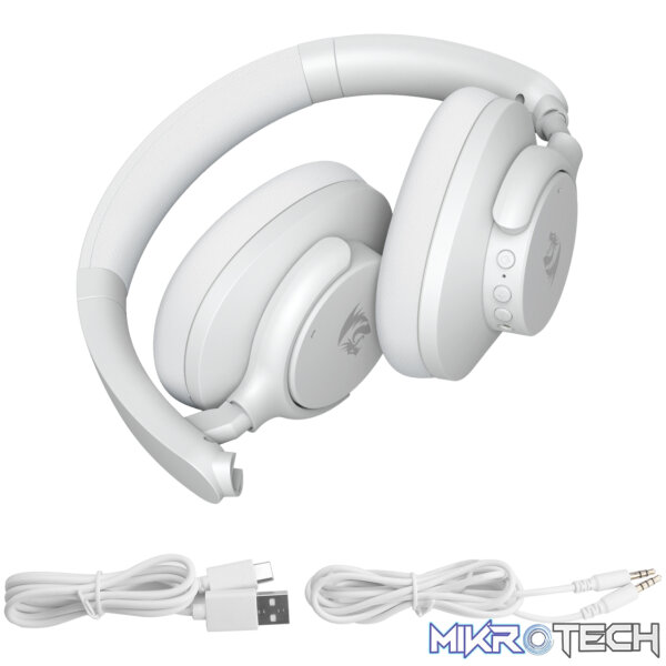 Redragon H610 VIBECORE ANC Bluetooth Wireless Over-ear Headphones – White - Image 7