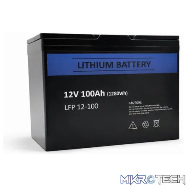 12V 100Ah 1280Wh LiFePO4 Battery - Battery 12V 100Ah 1280Wh LiFePO4 Battery - Battery