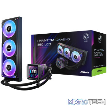 ASRock Phantom Gaming 360 LCD All-in-one Liquid CPU Cooler - Black