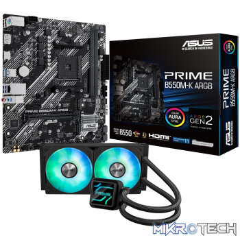 Asus PRIME B550M-K ARGB AM4 and Asus Prime LC 240 ARGB Liquid CPU Cooler Bundle