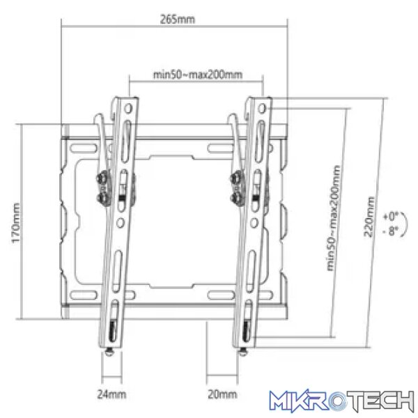 Bracket 23''-43'' Wall Mount Tilt Fixed, 45Kg - Image 3