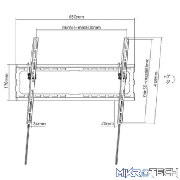 Bracket 37" -  80" Wall Mount Fixed, 45Kg - Image 3