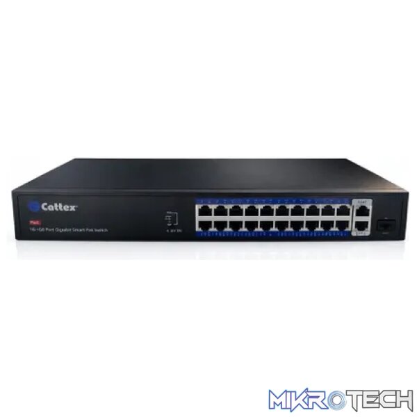Cattex 16 Port 1GE PoE Switch with 2 x RJ45 1GE and 1 x 1GE SFP Uplink - Image 5