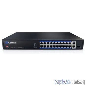Cattex 24 Port 1GE PoE Switch with 2 x RJ45 1GE and 1 x 1GE SFP Uplink