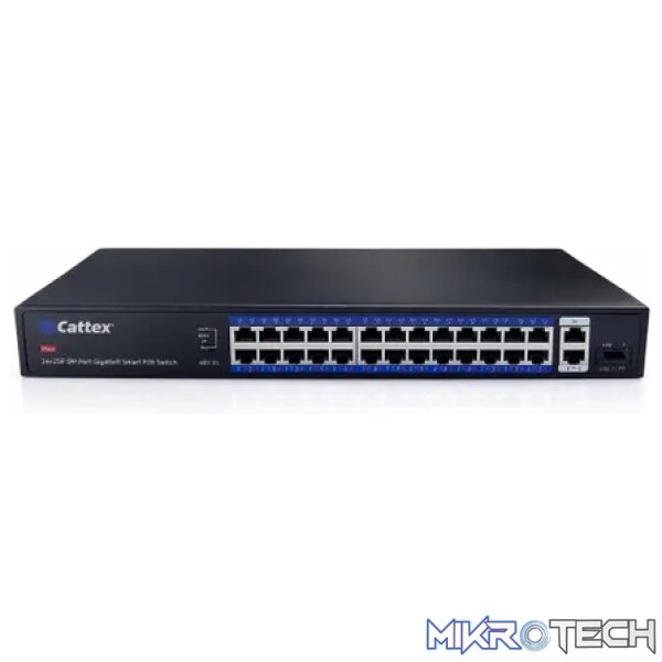 Cattex 24 Port 1GE PoE Switch with 2 x RJ45 1GE and 1 x 1GE SFP Uplink - Image 5