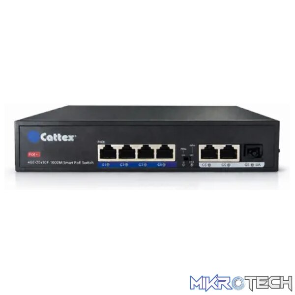 Cattex 4 Port 1GE PoE Switch with 2 x RJ45 1GE and 1 x 1GE SFP Uplink - Image 4
