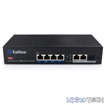 Cattex 4 Port 1GE PoE Switch with 2 x RJ45 1GE and 1 x 1GE SFP Uplink