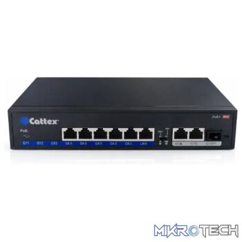 Cattex 8 Port 1GE PoE Switch with 2 x RJ45 1GE and 1 x 1GE SFP Uplink