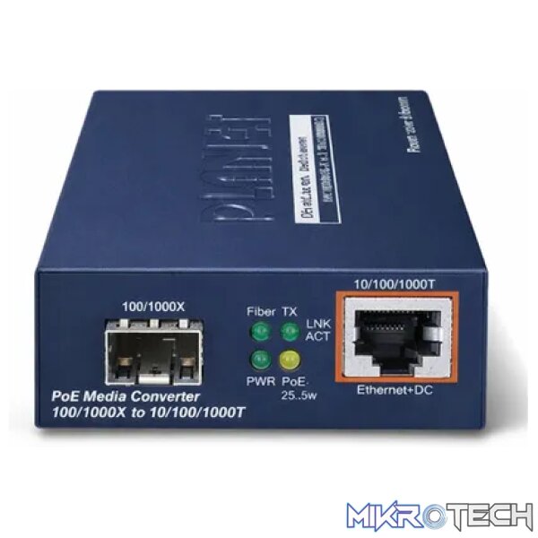 Planet 1000BASE-X to 10/100/1000BASE-T 802.3at PoE Media Converter (mini-GBIC Planet 1000BASE-X to 10/100/1000BASE-T 802.3at PoE Media Converter (mini-GBIC
