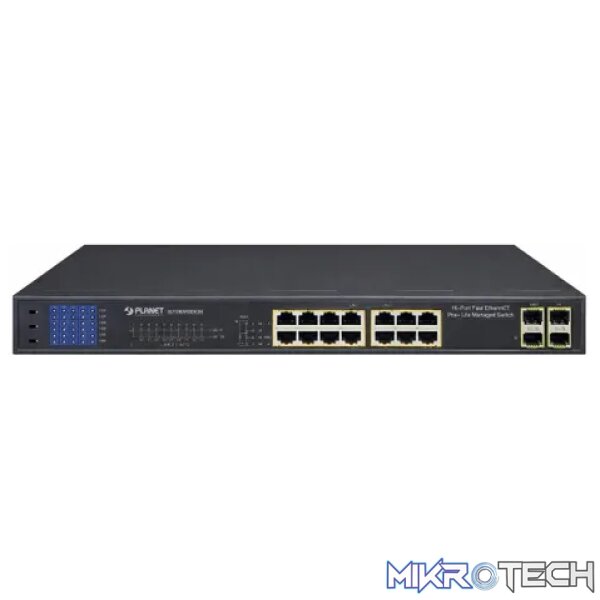 Planet 16-Port 10/100TX 802.3at PoE + 2-Port Gigabit TP/SFP Combo Ethernet Switch With LCD PoE Monitor (300W) - Networking Planet 16-Port 10/100TX 802.3at PoE + 2-Port Gigabit TP/SFP Combo Ethernet Switch With LCD PoE Monitor (300W) - Networking