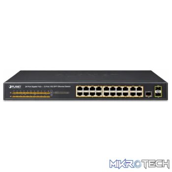 Planet 24-Port 10/100/1000T 802.3at PoE & 2-Port 1000 Gigabit - Networking