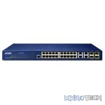 Planet 24-Port 10/100/1000T 802.3at PoE + 4-Port Gigabit TP/SFP Combo Managed Switch - Networking