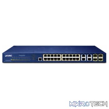 Planet 24-Port 10/100/1000T 802.3at PoE + 4-Port Gigabit TP/SFP Combo Managed Switch - Networking