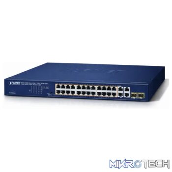 Planet 24-Port 10/100/1000T PoE + 2-Port 10/100/1000T + 2-Port Gigabit TP/SFP Combo Ethernet Switch - Networking