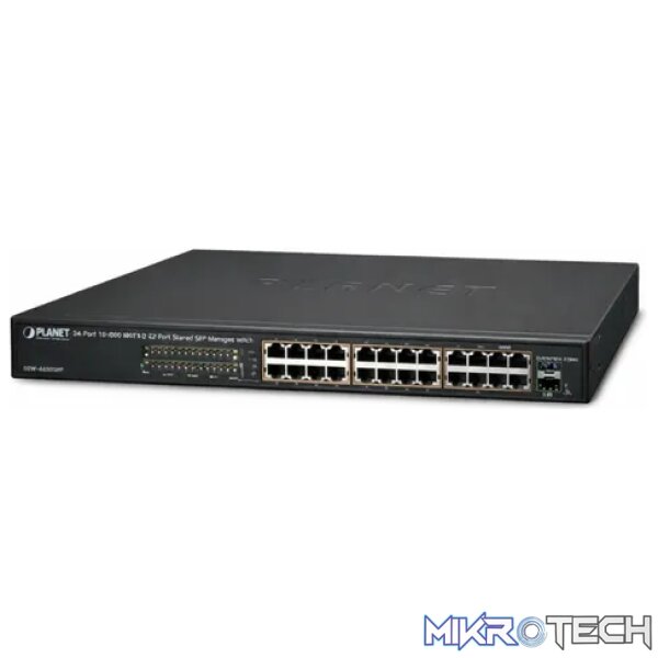 Planet 24-Port 10/100TX 802.3at PoE + 2-Port Gigabit TP/SFP Combo Web Smart Ethernet Switch / 220W PoE budget - Networking Planet 24-Port 10/100TX 802.3at PoE + 2-Port Gigabit TP/SFP Combo Web Smart Ethernet Switch / 220W PoE budget - Networking
