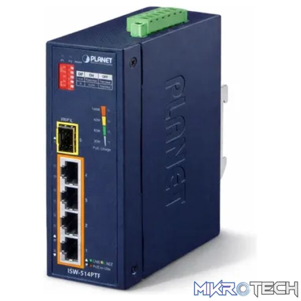 Planet 4-Port 10/100Mbps with PoE + 1-Port 100FX Industrial Web Smart Switch - Networking Planet 4-Port 10/100Mbps with PoE + 1-Port 100FX Industrial Web Smart Switch - Networking