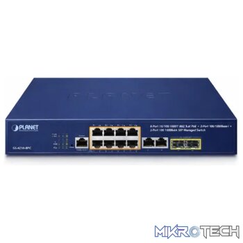 Planet 8-Port 10/100/1000T 802.3at PoE + 2-Port 100/1000X SFP Managed Switch - Networking