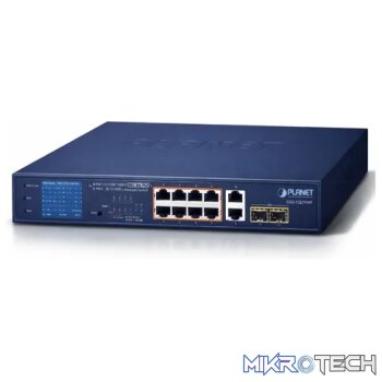Planet 8-Port 10/100/1000T 802.3at PoE + 2-Port 10/100/1000T + 2-Port 1000X SFP Ethernet Switch with PoE LCD Monitor  - Networking