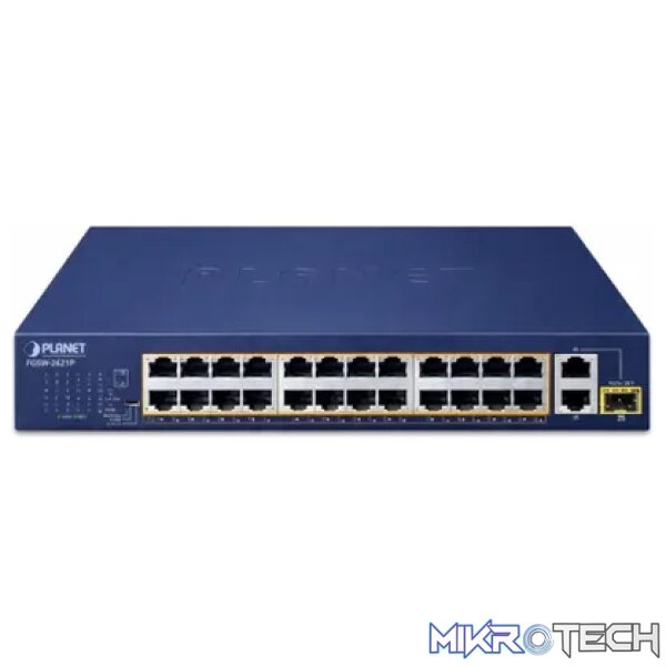 Planet - FGSD-2621P - 24-Port 10/100TX 802.3at PoE + 2-Port 10/100/1000T + 1-Port shared 1000X SFP Unmanaged Gigabit Ethernet Switch- Networking - Image 2