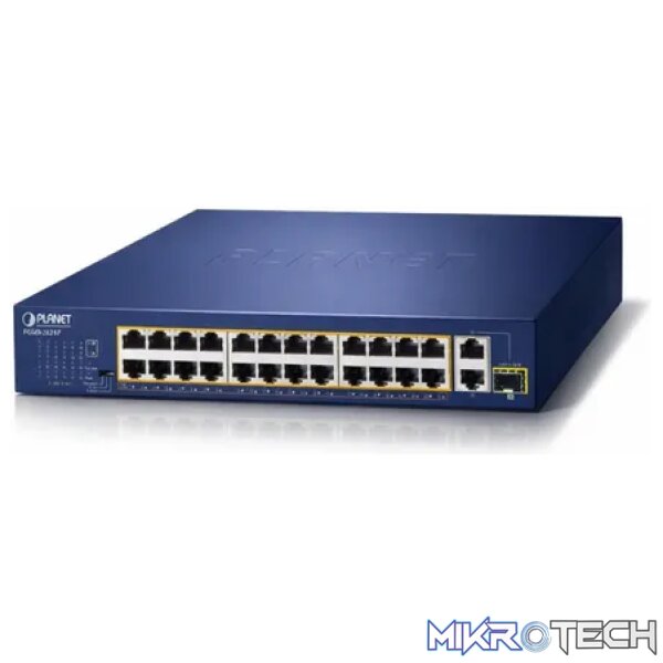 Planet - FGSD-2621P - 24-Port 10/100TX 802.3at PoE + 2-Port 10/100/1000T + 1-Port shared 1000X SFP Unmanaged Gigabit Ethernet Switch- Networking - Image 3
