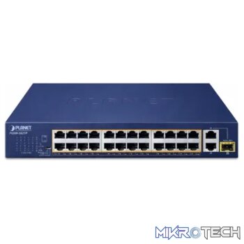 Planet - FGSD-2621P - 24-Port 10/100TX 802.3at PoE + 2-Port 10/100/1000T + 1-Port shared 1000X SFP Unmanaged Gigabit Ethernet Switch- Networking
