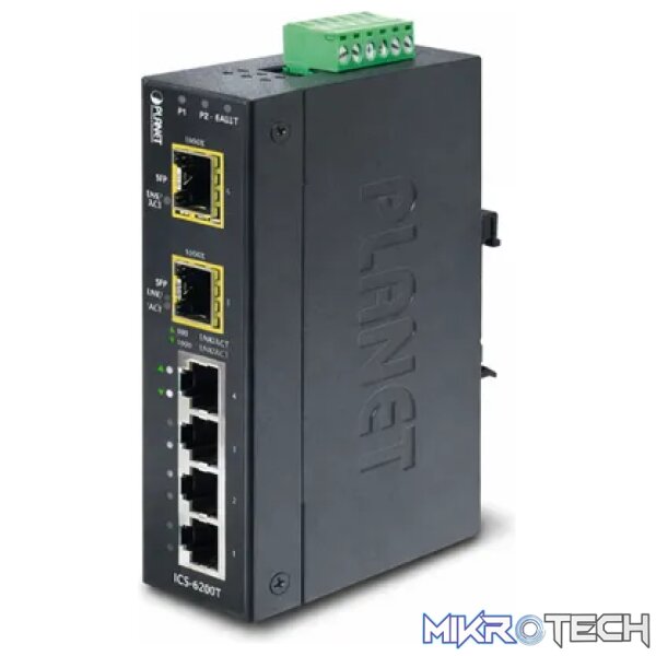 Planet IP30 Industrial 4-Port 10/100/1000T + 2-Port 100/1000X SFP Gigabit Switch (-40 to 75 Degree C) - Networking - Image 2