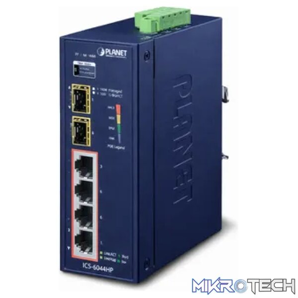 Planet IP30 Industrial 4-Port 10/100/1000T 802.3at PoE+ w/ 2-Port 100/1000X SFP (-40 to 75 Degree C) Planet IP30 Industrial 4-Port 10/100/1000T 802.3at PoE+ w/ 2-Port 100/1000X SFP (-40 to 75 Degree C)