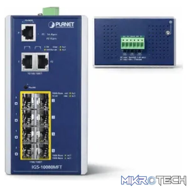 Planet IP30 Industrial SNMP Switch 8-Port 100/1000FX + 2-Port 10/100/1000TX (SFP) - Image 3