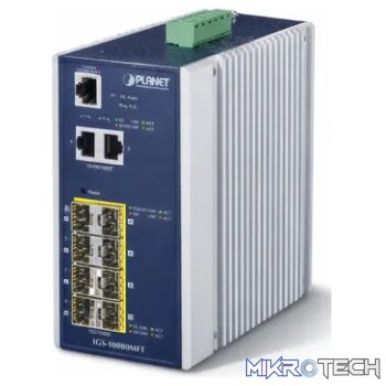 Planet IP30 Industrial SNMP Switch 8-Port 100/1000FX + 2-Port 10/100/1000TX (SFP)