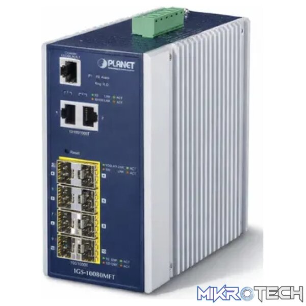 Planet IP30 Industrial SNMP Switch 8-Port 100/1000FX + 2-Port 10/100/1000TX (SFP) Planet IP30 Industrial SNMP Switch 8-Port 100/1000FX + 2-Port 10/100/1000TX (SFP)