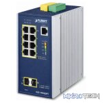 Planet Industrial 8-port 10/100/1000T 802.3at PoE + 2-port 1G/2.5G SFP Managed Switch