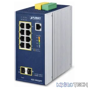 Planet Industrial 8-port 10/100/1000T 802.3at PoE + 2-port 1G/2.5G SFP Managed Switch