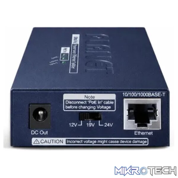 Planet Single-Port 10/100/1000Mbps Ultra PoE Splitter (12V/19V/24V) - Networking - Image 2