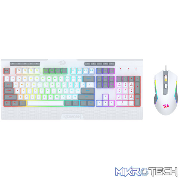 Redragon S151 Wired RGB Gaming Keyboard and Mouse Combo - White and Grey - Image 2