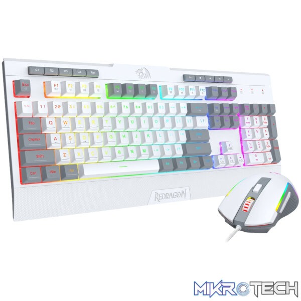 Redragon S151 Wired RGB Gaming Keyboard and Mouse Combo - White and Grey Redragon S151 Wired RGB Gaming Keyboard and Mouse Combo - White and Grey