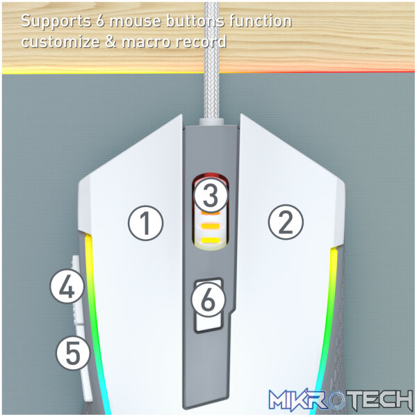 Redragon S151 Wired RGB Gaming Keyboard and Mouse Combo - White and Grey - Image 8