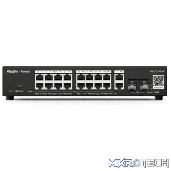 Reyee 16 Port 1GE PoE Switch with 2 x RJ45 1GE Uplinks and 2 x SFP 1GE Uplinks